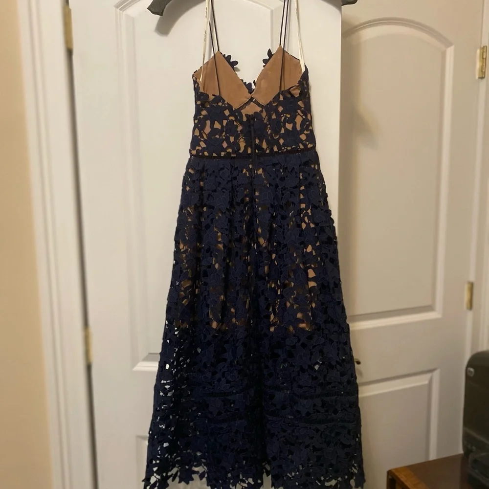 Self-Portrait Navy Lace Midi Dress - Picture 2 of 6